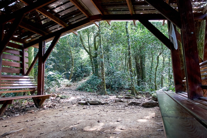 Inside a covered area on a trail - WeiLiaoShan Hike – 尾寮山